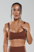 Top Fitness Feminino Marrom CEYÓ com Alças Largas e Decote Reto