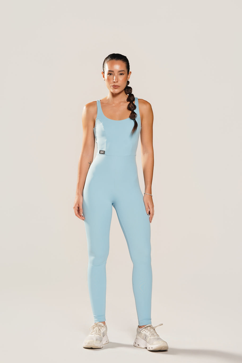Macacão Fitness Feminino Azul Claro CEYÓ Duplo com Alças Largas