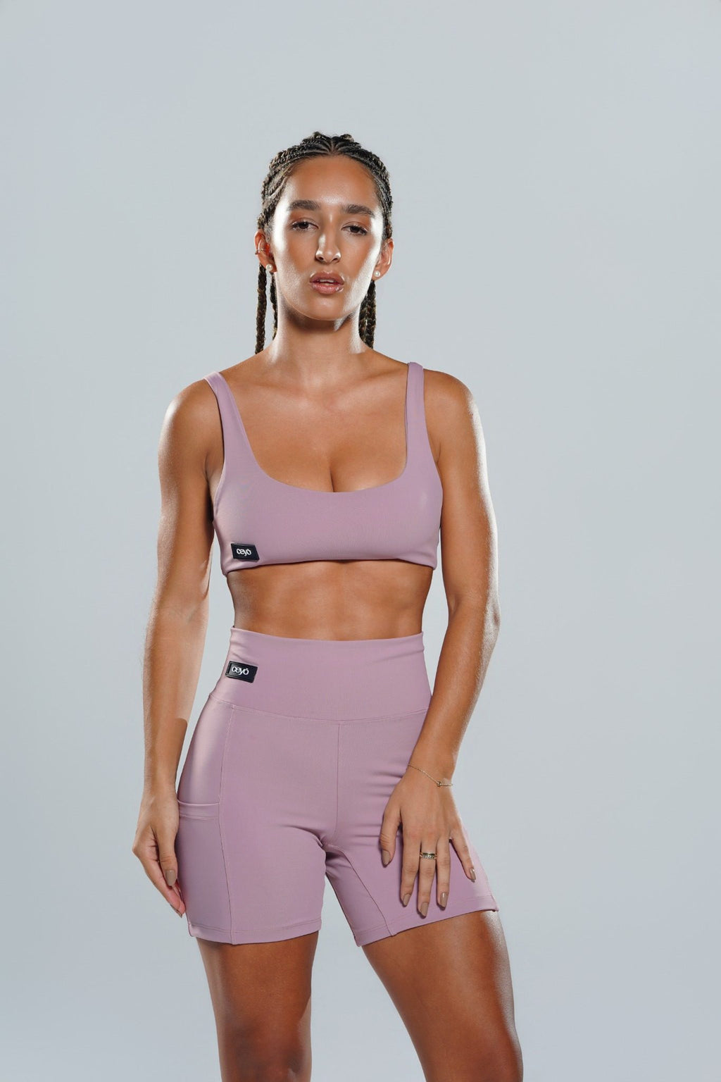 Short Fitness Feminino Rosé CEYÓ Cintura Alta