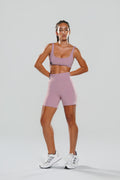 Short Fitness Feminino Rosé CEYÓ Cintura Alta