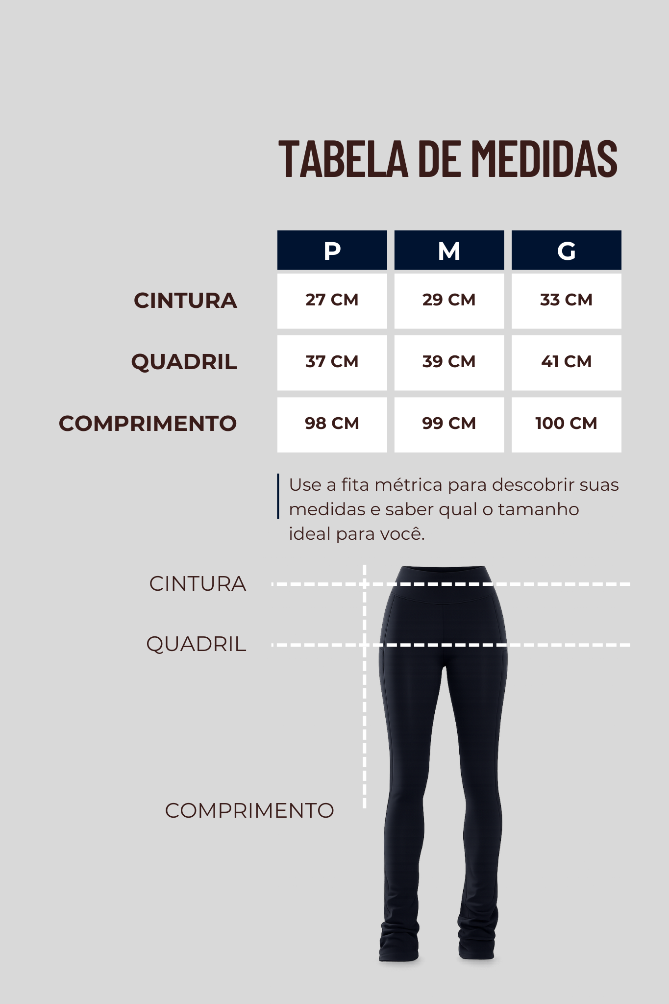 Calça Fitness Feminina Preta CEYÓ Cintura Alta com Boca Reta